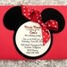 Minnie Mouse Invitations Red - Handmade Velvet Die Cut - 10