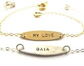 Handstamped  Bracelet - Personalized Bracelet - 14k Gold-Filled - Free Shipping
