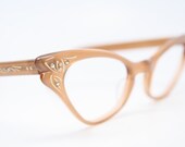 1950 cat eye eyeglasses mint rust rhinestone cateye frames