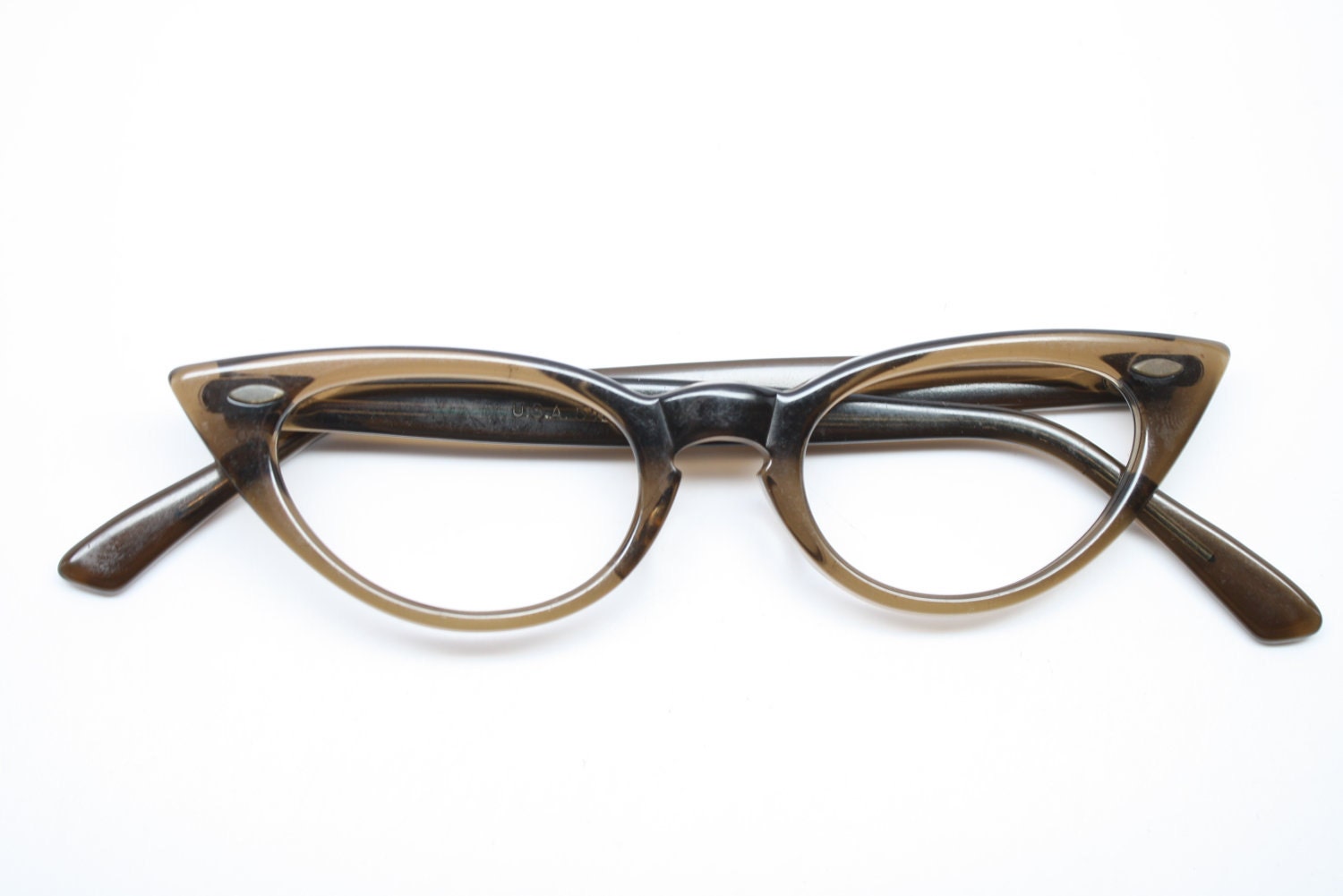1950's tan cat eye glasses cateye NOS beautiful vintage