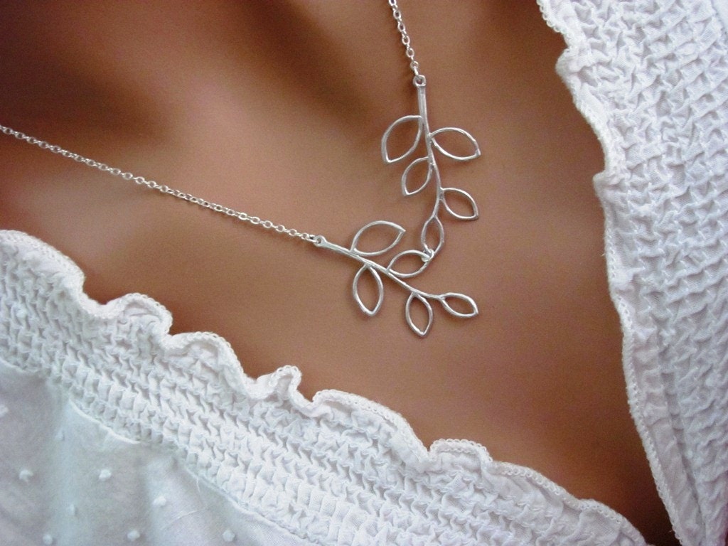 Silver Falling Leaves Necklace- sterling silver filled, elegant spring to fall style necklace, available in gold