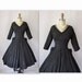 1950's Black Taffeta New Look Full Cocktail Party Dress XS