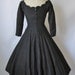 50's Cocktail Dress // Vintage 1950's Black Lace Full Circle Cocktail Party Dress XS