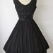 50's Chiffon Dress // Vintage 1950's Black Chiffon Sequin Cocktail Party Full Mad Men Dress XS