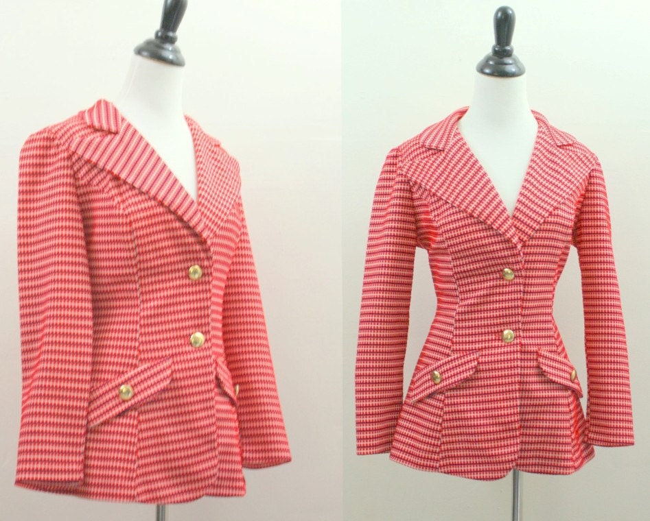 red white blue blazer jacket / 1970s blazer / red jacket medium
