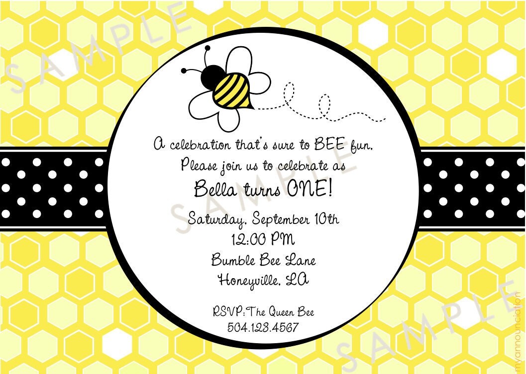 Bumblebee Birthday Invitations