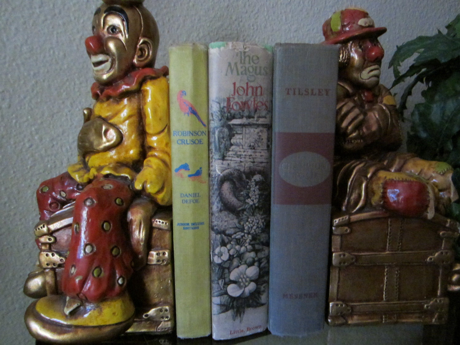 New Price Sale Clown Bookends,1972 Progressive Art Product Clown Chalkware Bookends, Vintage Bookends, New Listings