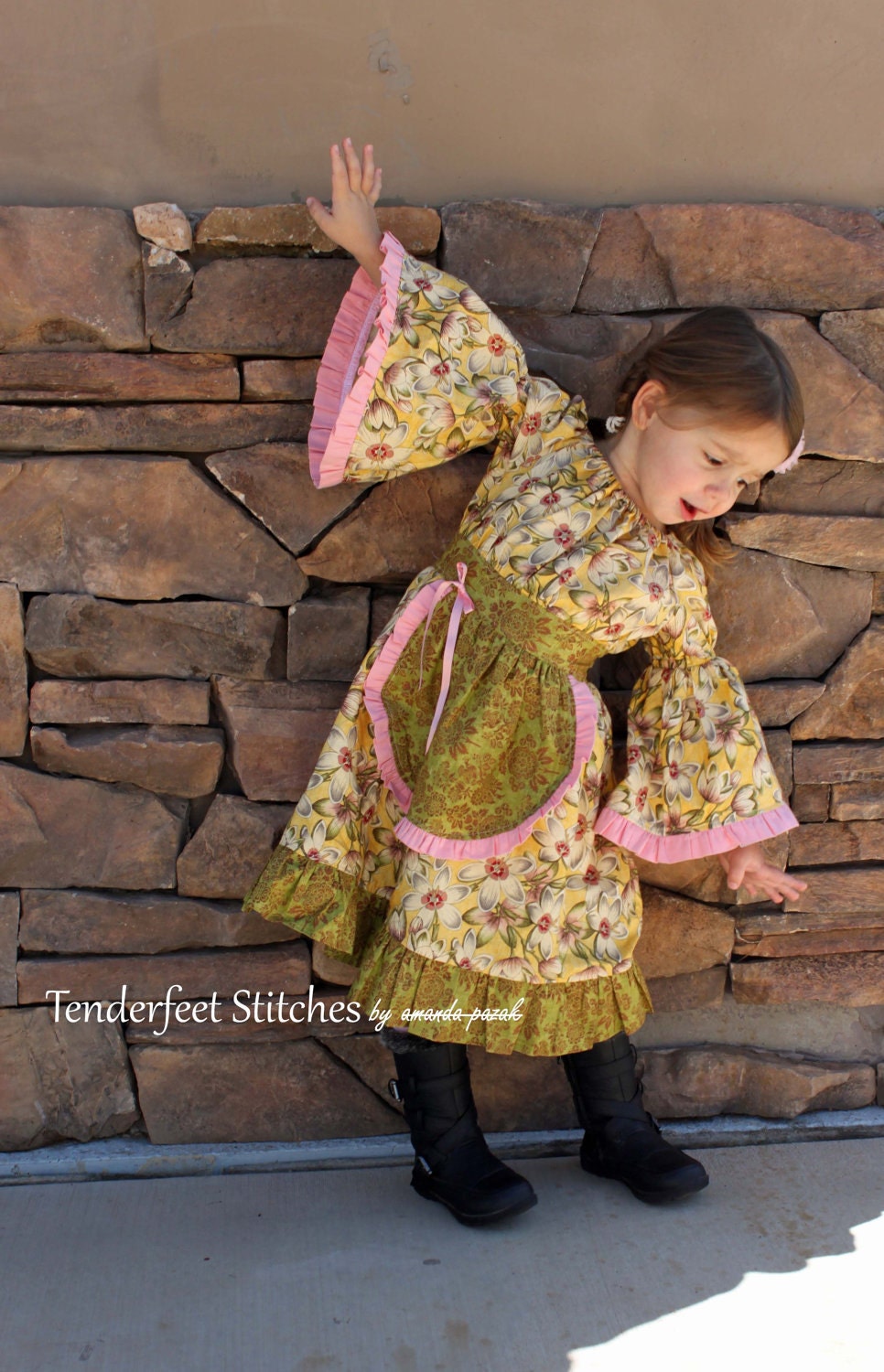 Plum Creek Prairie Girls Apron Dress sewing pattern tutorial PDF childrens clothing for kids babies child INSTANT DOWNLOAD