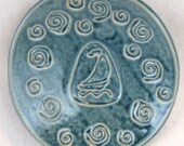 Sailboat on Waves Soap Dish Antique Blue Small Dish