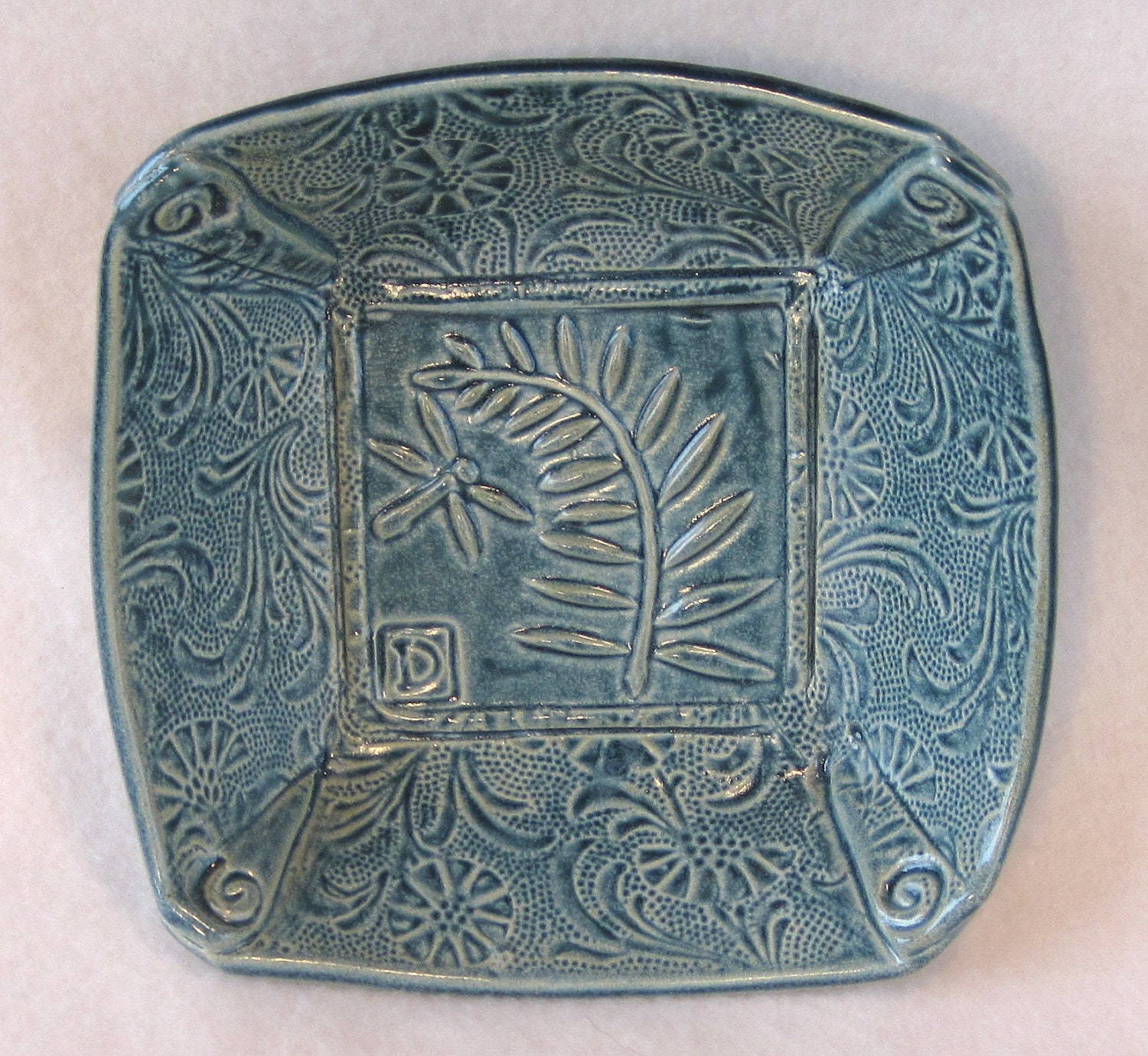 Dragonfly Fern Bowl Blue