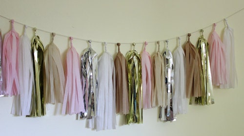 Tissue Tassel Garland-18 tassels- Blushing in the nude