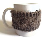 Mug Cozy Coffee Cozy Coffee Sleeve Cup Cozy Cable Knit in Chocolate Brown