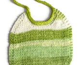 Cotton Baby Bib Handknit in Shades of Green
