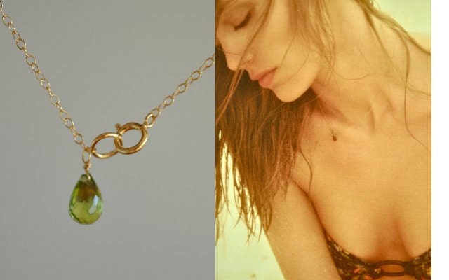 Gold Peridot Simple Summer Necklace