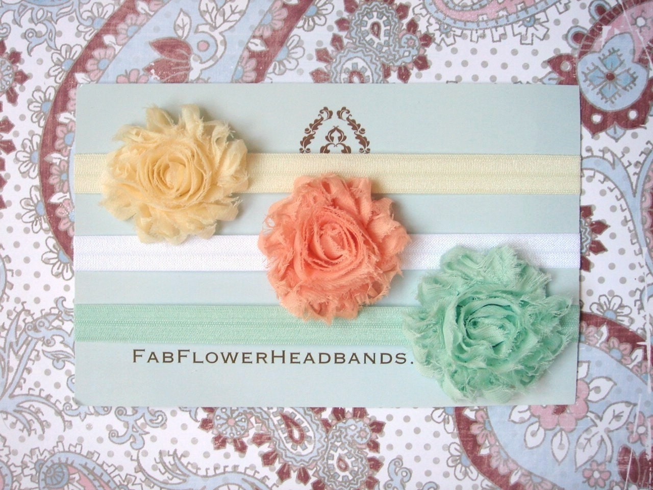 Great Deal - Set of 3 Shabby Frayed Fabric Rose Headbands - All Sizes - Newborn Headband - Baby Headband  - Girl Headband