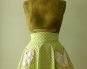Womens Dora Half Apron 50s Circle Skirt Cherry Limeade