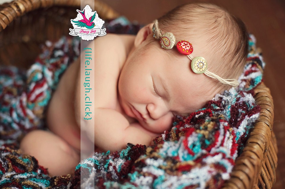 Baby Blanket Prop, Newborn Posing Blanket Infant Portrait Prop. 3x3 Red, Aqua, Turquoise Basket Filler Padding Blanket