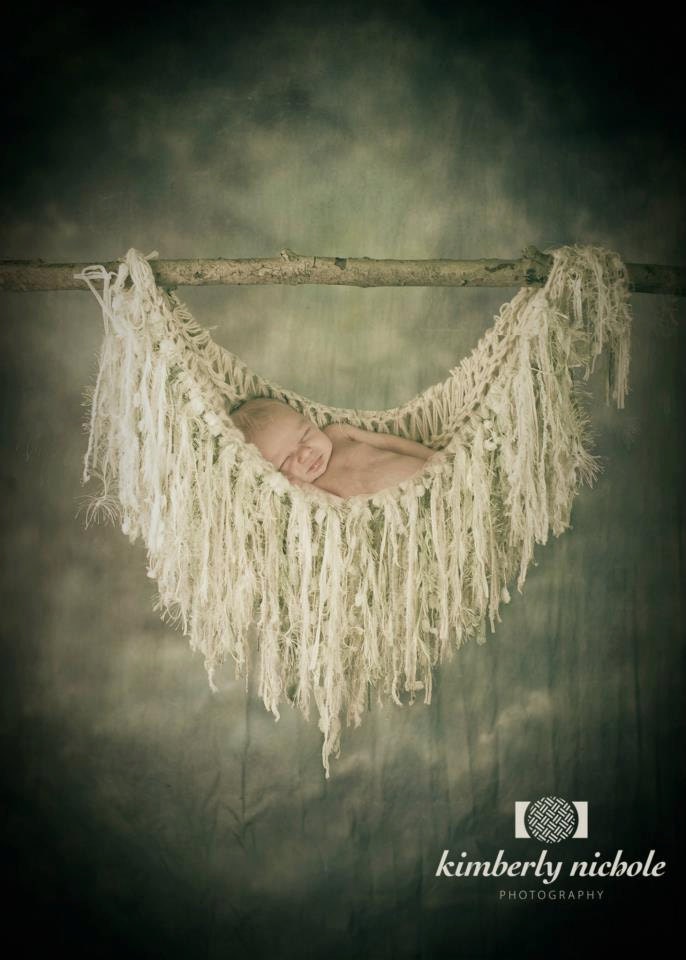 Newborn Photography Props Fringe Hammock and Baby Blanket. Ivory, Off White, Cream, Pale Green, Light Green 'Wisteria'