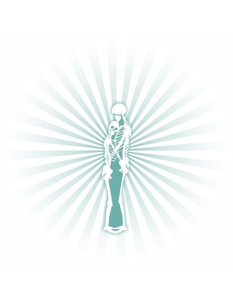 Skeletal Lovers 2 - another spooky little love print