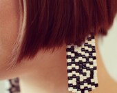 50% OFF Black & White Pixel Irregular Patterned Beaded Earrings - In Stock