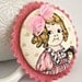 Evelyn - Pink fabric and felt OOAK button brooch