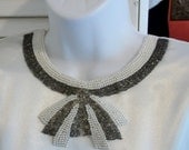 Beaded & Pearls Bow Collar Top VICTORIAN COUTURE