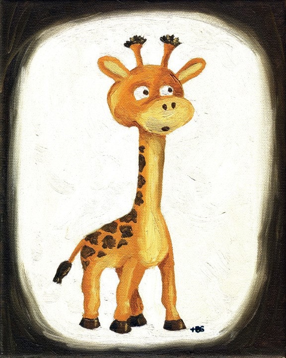 Giraffe Print, Nursery Art Print, Baby, Children's Room Art, 8x10