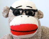 Nerd Sock Monkey Plush - Stuffed Animal, Doll, Handmade, Geekery