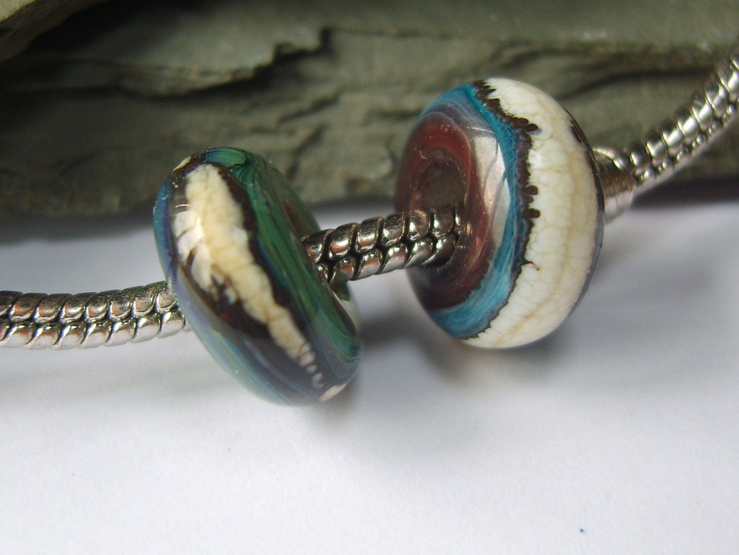 Unzipped --  Pair of Chatelle Lampwork Beads by ChatElaine  SRA