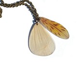 Cosmos and lily - orange and white - real petal necklace