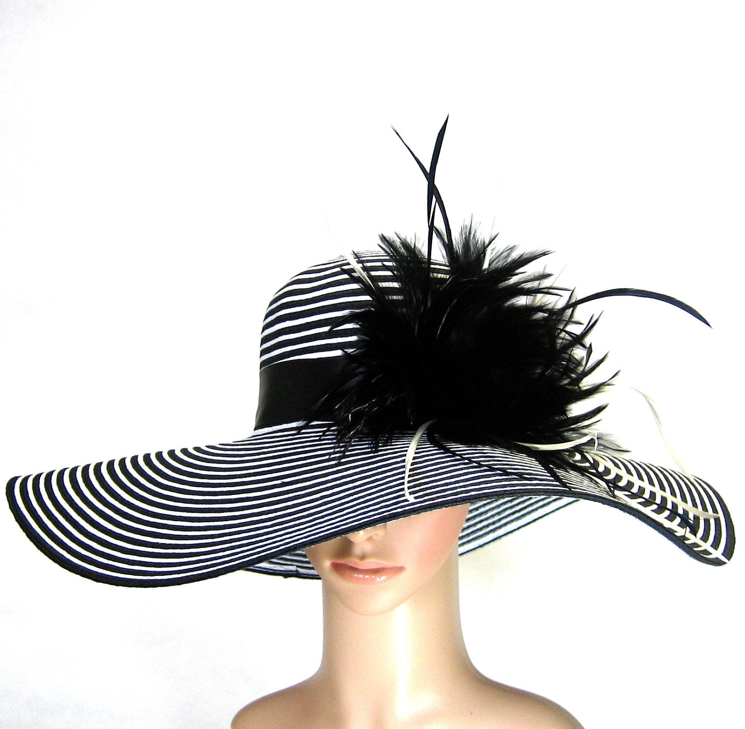 Derby Hat church hat dress hat church hat with feathers wide brim