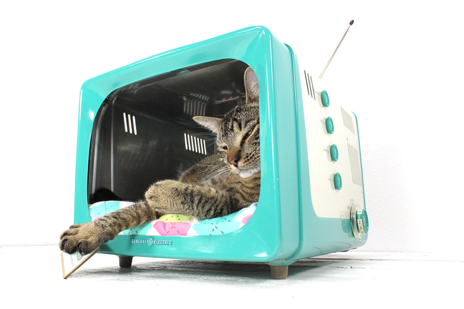 Upcycled Vintage General Electric TV Pet Bed