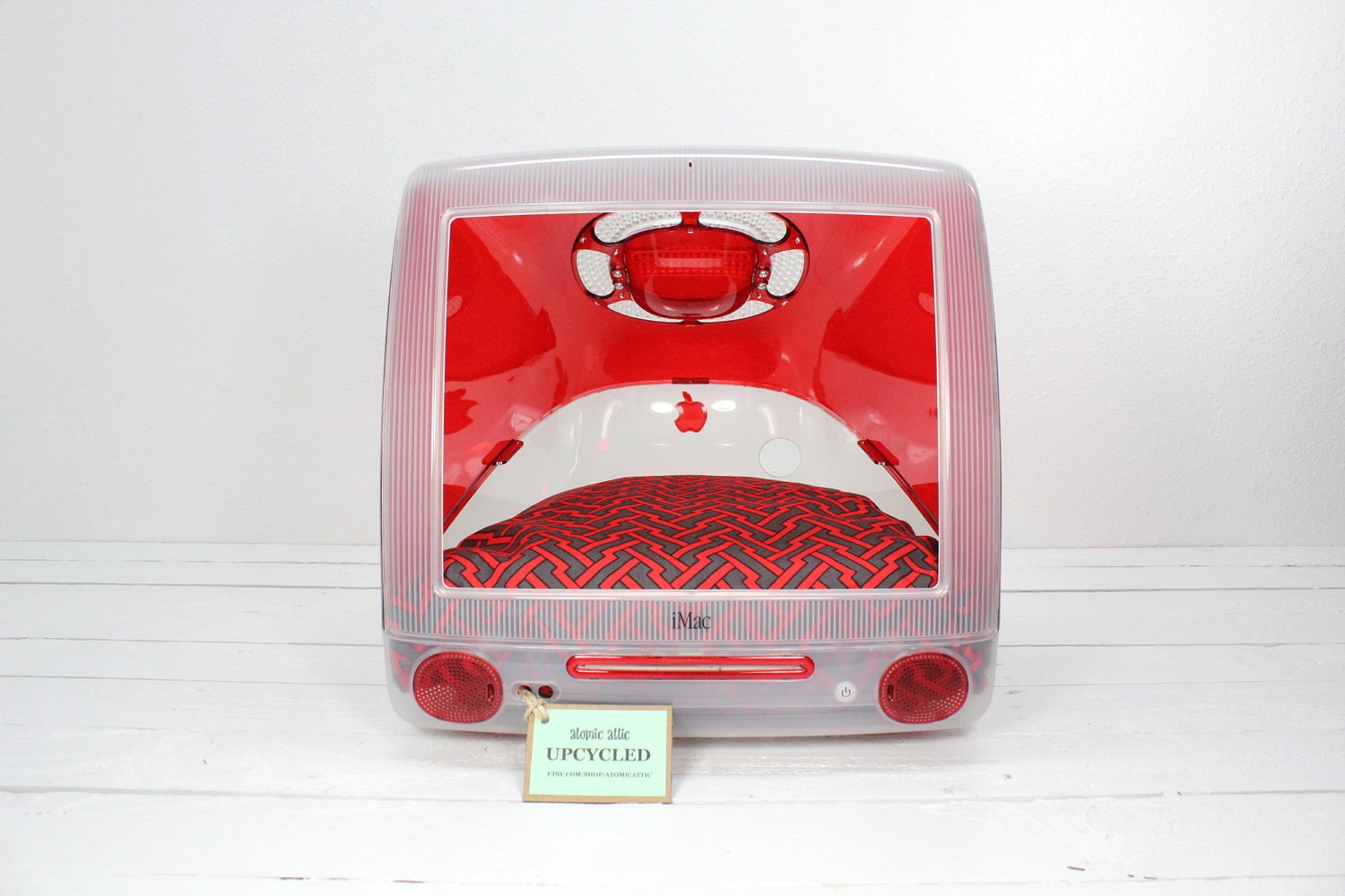 SALE -  Upcycled Apple Computer Pet Bed - iMac - "Think different"
