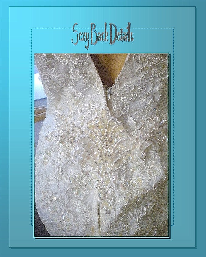 WOW WOW BAM Super Sexy Skinny Minny Wedding Gown Size 6.5 Exquisite Lace and Bead Detail