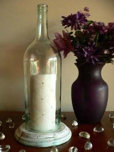 CLEAR Wine Bottle Candle Holder Hurricane Lamp Centerpiece