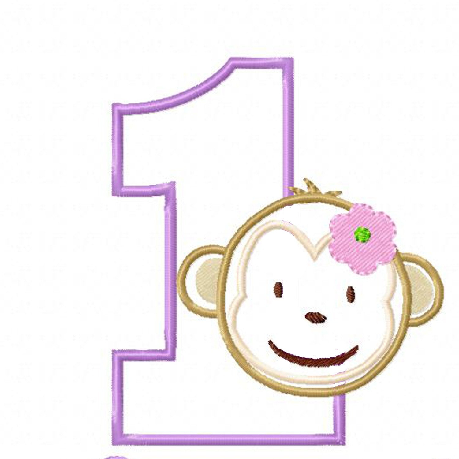 First Birthday Mod Monkey Applique Machine Embroidery Design