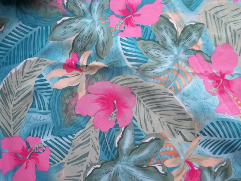 Tropical Print Peach Skin Fabric