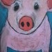 original little pink pig folk art painting on box
