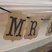 Wedding Banner, Mr & Mrs - photography prop, photo prop, wedding photos, you pick colors, small hand held banner