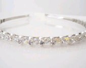 Crystal Bridal Headband with Swarovski Pearls and Rhinestone --AB Crystals