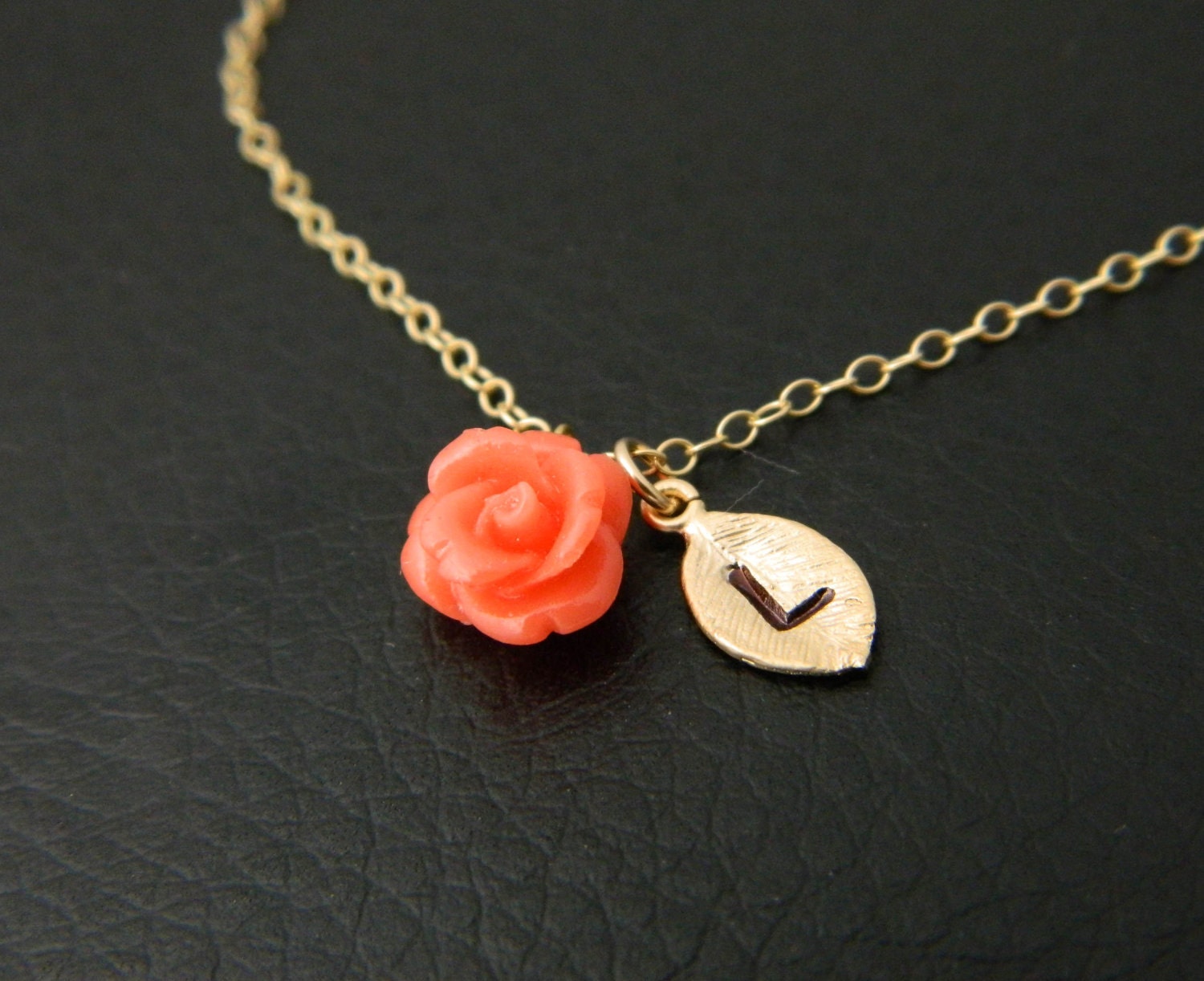 Initial Necklace, Flower Girl Gift, Children Jewelry, Flower Girl Necklace, Bridesmaid Gifts, Coral Necklace, Minimal Jewelry
