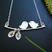 Custom Two Initial Necklace, Bird Necklace,Personalized Family Necklace, Mothers Jewelry, Valentines Day, Monogram, Couples, Initial Jewelry