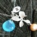 PERSONALIZED Gemstone Initial Charm Necklace, Monogram Necklace, Custom Bridesmaid Gifts, Wedding Jewelry, Aqua, Peach