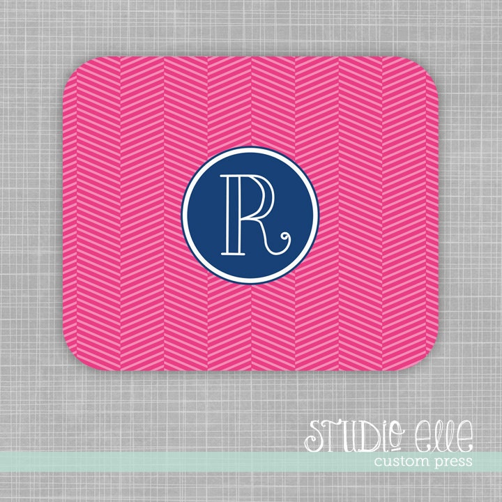 NEW - Herringbone Monogram Custom Mousepad