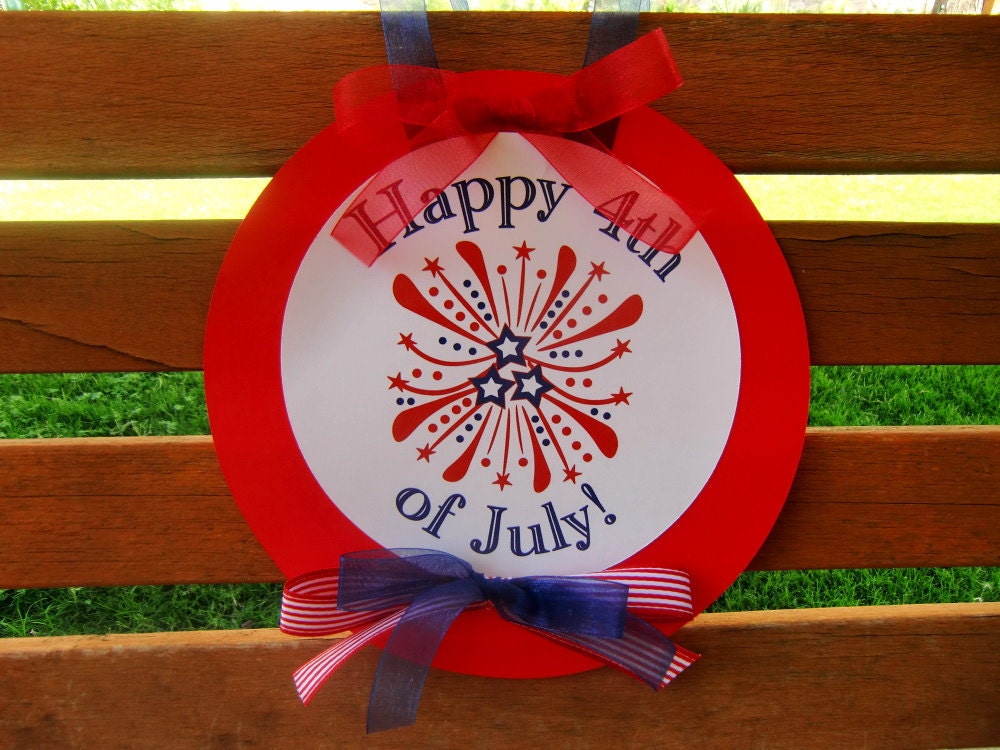 CUSTOM 4th of july party door hanger or sign
