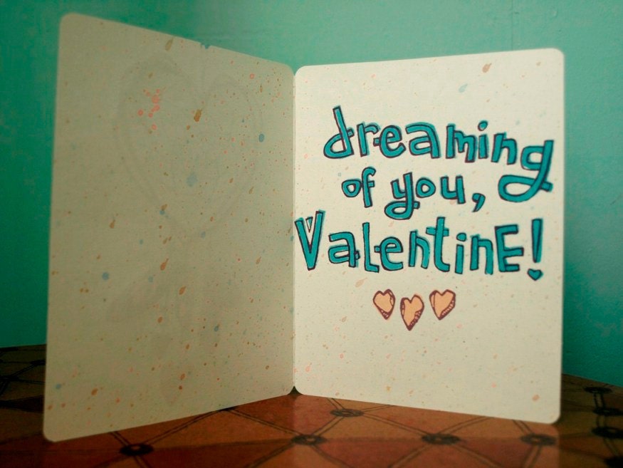 Dreaming of You Valentine Card and Envelope Screenprinted
