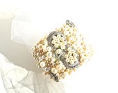 BRIDAL SALE - Vintage Pearl Cuff Bracelet, Wedding Jewelry by Dabchick Vintage Gems