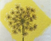 Lacey Floral Bright Yellow Hand Made Paper Card