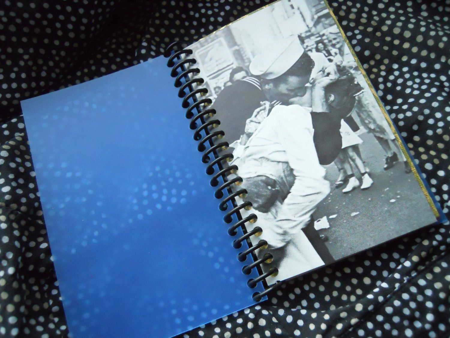 Small Note / Sketch Book - Transparent Blue Book w/Black Coil - Recycled Materials