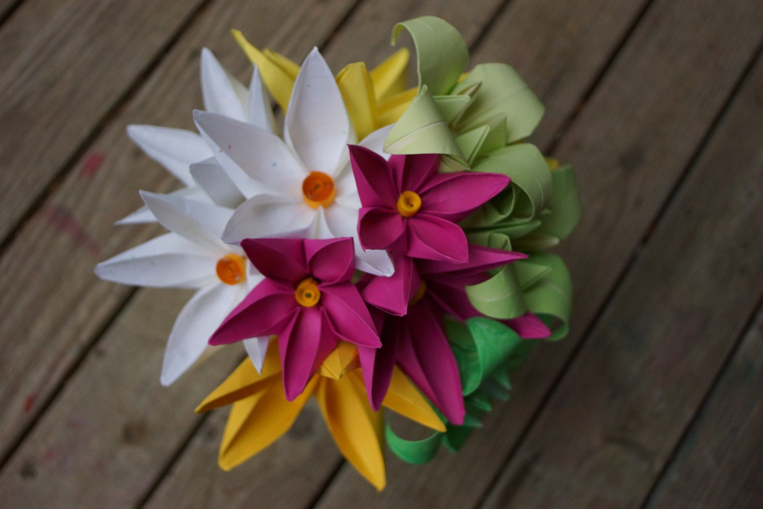 Summertime Love - Eco-Chic Origami Paper Flower Bridal/Bridesmaid Wedding Bouquet